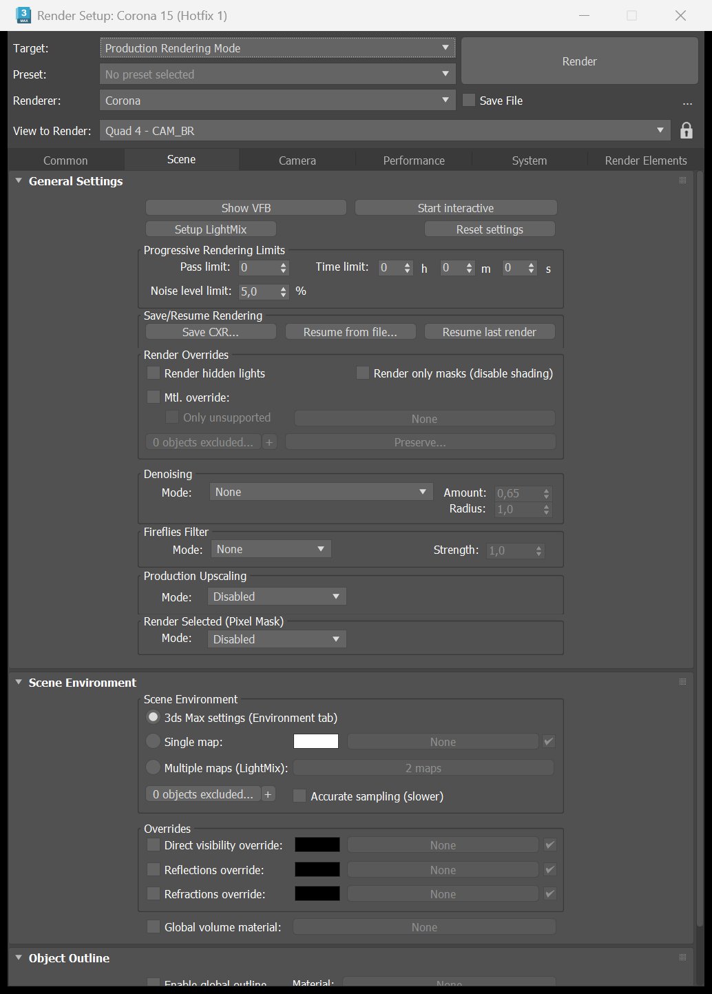 Ajustos de render de Corona
